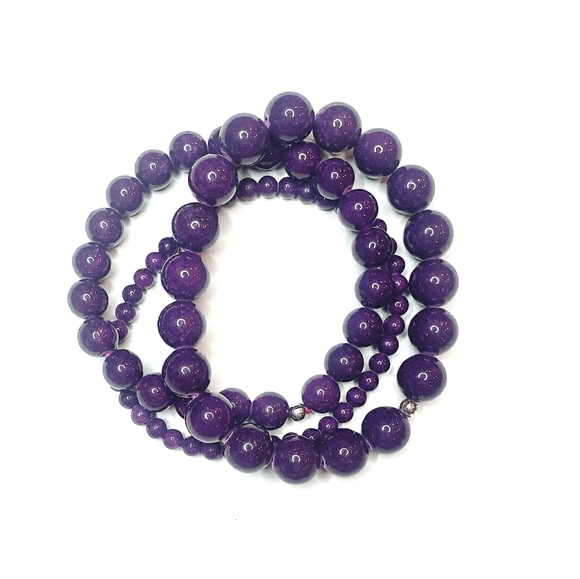 Candy Jade Collection Stack Bracelet in Grape - Picture 2 of 3